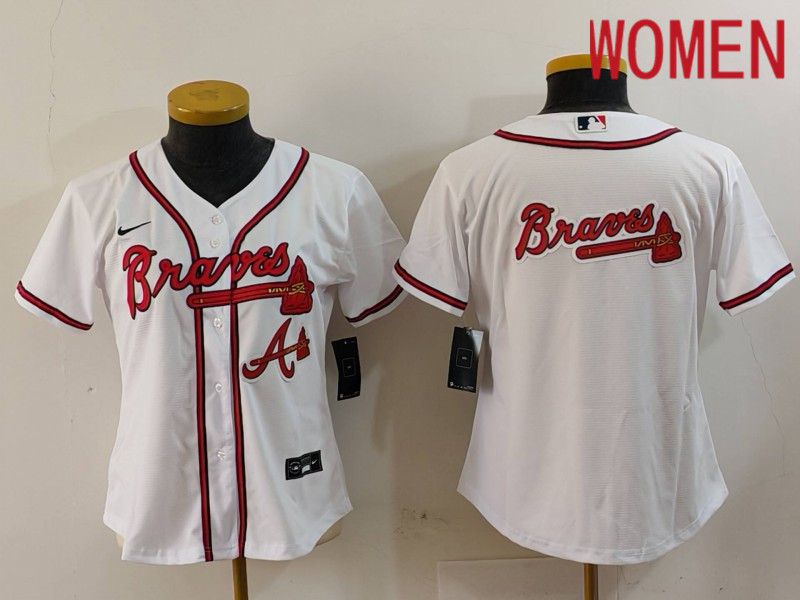 Women Atlanta Braves Blank White Game 2024 Nike MLB Jersey style 2->->